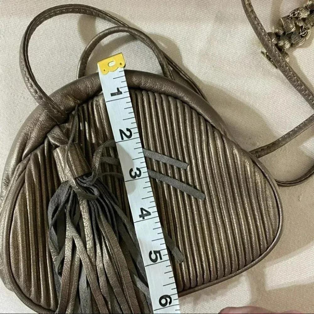 Basix New York small metallic ribbed tassel‎ bag